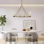 Jock French Gold Wagon Wheel Candle-Shaped Metal Chandelier