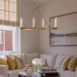 Jock French Gold Wagon Wheel Candle-Shaped Metal Chandelier