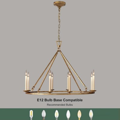 Jock French Gold Wagon Wheel Candle-Shaped Metal Chandelier Jock French Gold Wagon Wheel Candle-Shaped Metal Chandelier