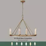 Jock French Gold Wagon Wheel Candle-Shaped Metal Chandelier