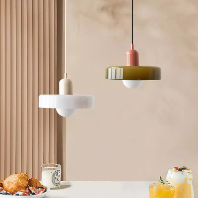 Xanadu Bauhaus Stained Glass Disc Pendant Light Xanadu Bauhaus Stained Glass Disc Pendant Light