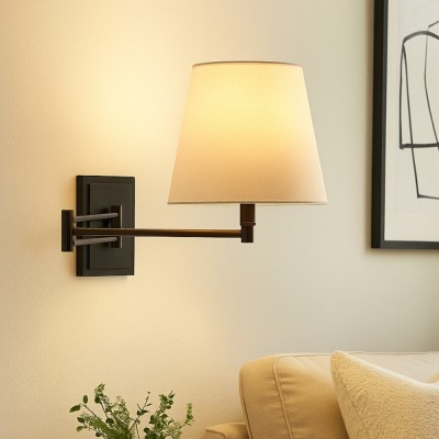 Lutyens Wabi-sabi Iron Swing Arm Fabric Wall Light Lutyens Wabi-sabi Iron Swing Arm Fabric Wall Light