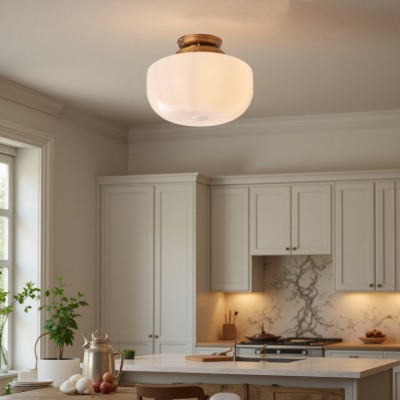 Kronle Schoolhouse Milky White Glass Ceiling Light Kronle Schoolhouse Milky White Glass Ceiling Light