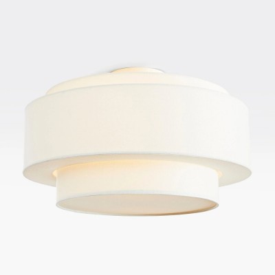 Elsbeth French Country White Linen Tiered Drum Ceiling Light