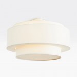 Elsbeth French Country White Linen Tiered Drum Ceiling Light