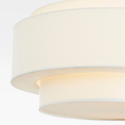 Elsbeth French Country White Linen Tiered Drum Ceiling Light