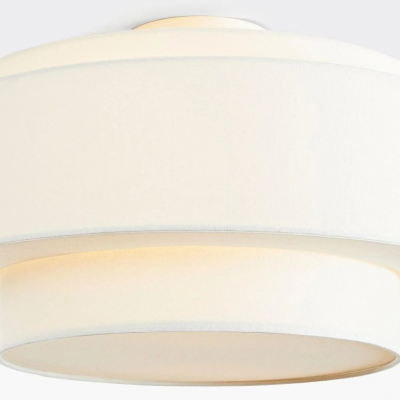 Elsbeth French Country White Linen Tiered Drum Ceiling Light