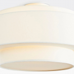 Elsbeth French Country White Linen Tiered Drum Ceiling Light