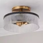 Karen Minimalist Glass Ribbed 2-Light Semi Flush Ceiling Light