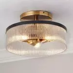 Karen Minimalist Glass Ribbed 2-Light Semi Flush Ceiling Light