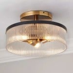 Karen Minimalist Glass Ribbed 3-Light Semi Flush Ceiling Light