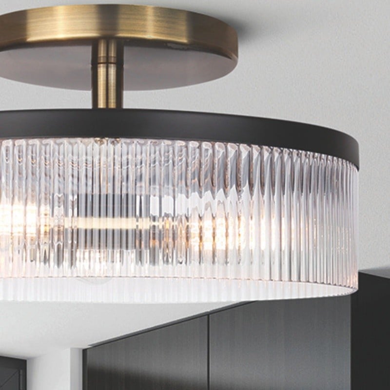 Karen Minimalist Glass Ribbed 2-Light Semi Flush Ceiling Light