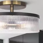 Karen Minimalist Glass Ribbed 2-Light Semi Flush Ceiling Light