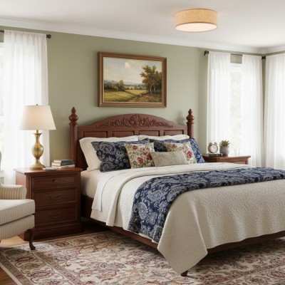 Toren Modern Linen Fabric Drum Flush Mount Ceiling Light