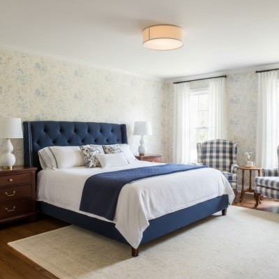 Toren Modern Linen Fabric Drum Flush Mount Ceiling Light