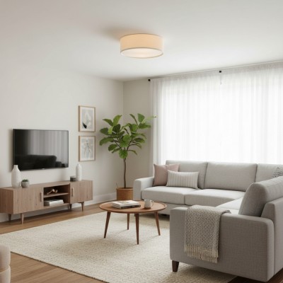 Toren Modern Linen Fabric Drum Flush Mount Ceiling Light Toren Modern Linen Fabric Drum Flush Mount Ceiling Light