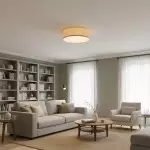 Toren Modern Linen Fabric Drum Flush Mount Ceiling Light