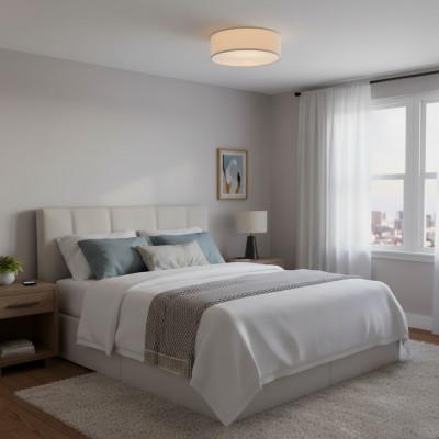 Toren Modern Linen Fabric Drum Flush Mount Ceiling Light Toren Modern Linen Fabric Drum Flush Mount Ceiling Light