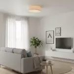 Toren Modern Linen Fabric Drum Flush Mount Ceiling Light