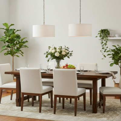 Toren Modern White Linen Drum Pendant Light