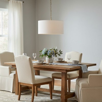 Toren Modern White Linen Drum Pendant Light