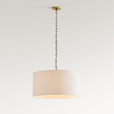 Toren Modern White Linen Drum Pendant Light