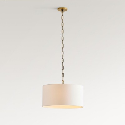 Toren Modern White Linen Drum Pendant Light