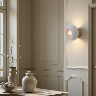 Kalini Farmhouse Round Soft Ceramic Flush Mount Wall Sconce Kalini Farmhouse Round Soft Ceramic Flush Mount Wall Sconce