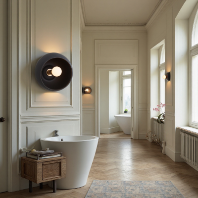 Kalini Farmhouse Round Soft Ceramic Flush Mount Wall Sconce Kalini Farmhouse Round Soft Ceramic Flush Mount Wall Sconce