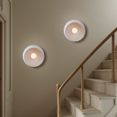 Kalini Farmhouse Round Soft Ceramic Flush Mount Wall Sconce Kalini Farmhouse Round Soft Ceramic Flush Mount Wall Sconce