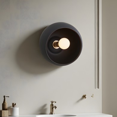 Kalini Farmhouse Round Soft Ceramic Flush Mount Wall Sconce