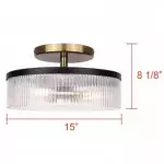 Karen Minimalist Glass Ribbed 2-Light Semi Flush Ceiling Light