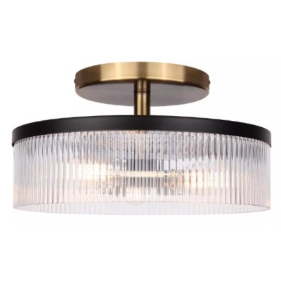 Karen Minimalist Glass Ribbed 2-Light Semi Flush Ceiling Light