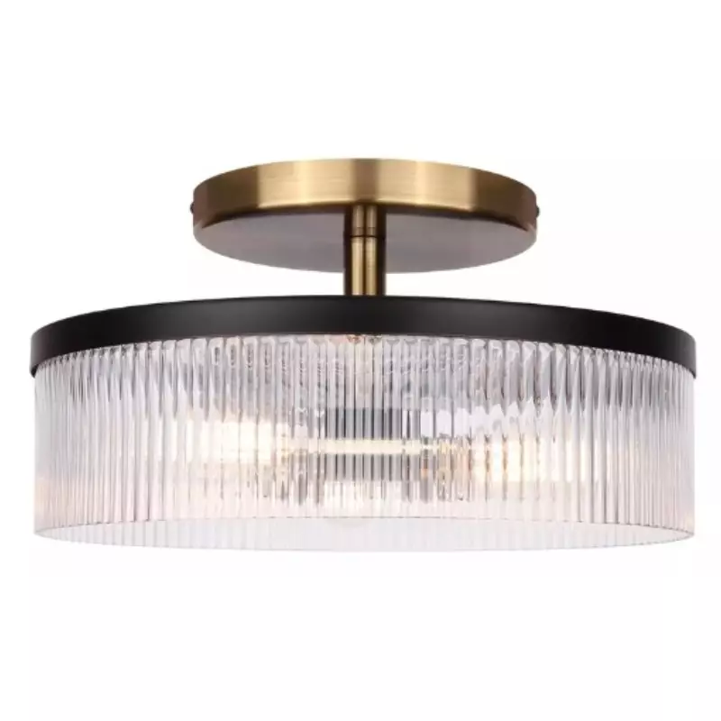 Karen Minimalist Glass Ribbed 3-Light Semi Flush Ceiling Light