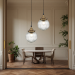 Meliora Rustic Ribbed Glass Globe Pendant Light