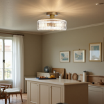 Willa Rustic Round Ribbed Glass Ceiling Light