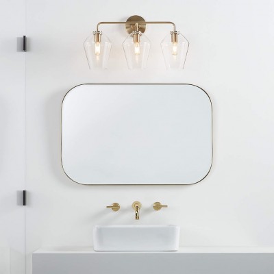 Konig Minimalist 3-Light Brass Glass Wall Light Konig Minimalist 3-Light Brass Glass Wall Light