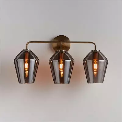 Konig Minimalist 3-Light Brass Glass Wall Light Konig Minimalist 3-Light Brass Glass Wall Light