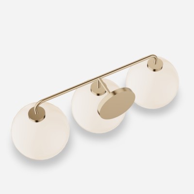 Konig Minimalist 3-Light Round Shade Brass Glass Wall Light Konig Minimalist 3-Light Round Shade Brass Glass Wall Light