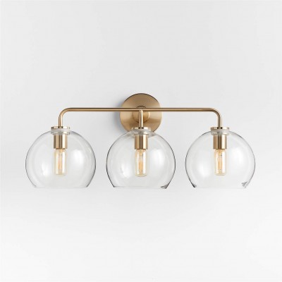 Konig Minimalist 3-Light Round Shade Brass Glass Wall Light Konig Minimalist 3-Light Round Shade Brass Glass Wall Light