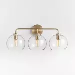 Konig Minimalist 3-Light Round Shade Brass Glass Wall Light