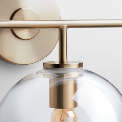 Konig Minimalist 3-Light Round Shade Brass Glass Wall Light Konig Minimalist 3-Light Round Shade Brass Glass Wall Light