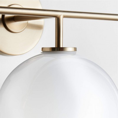 Konig Minimalist 3-Light Round Shade Brass Glass Wall Light Konig Minimalist 3-Light Round Shade Brass Glass Wall Light