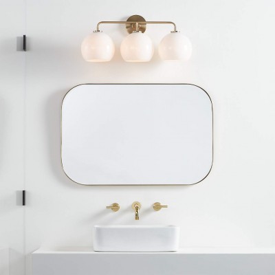 Konig Minimalist 3-Light Round Shade Brass Glass Wall Light Konig Minimalist 3-Light Round Shade Brass Glass Wall Light