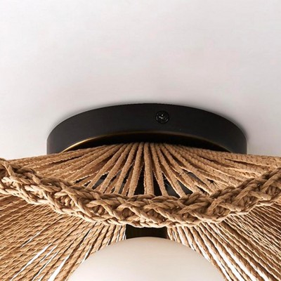 Lovary Bohemian Rattan Flower Flush Mount Ceiling Light