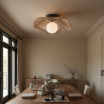 Lovary Bohemian Rattan Flower Flush Mount Ceiling Light