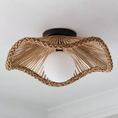 Lovary Bohemian Rattan Flower Flush Mount Ceiling Light
