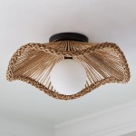 Lovary Bohemian Rattan Flower Flush Mount Ceiling Light