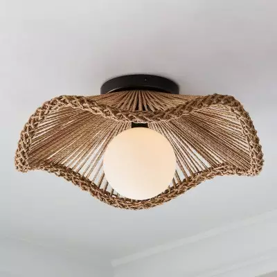Lovary Bohemian Rattan Flower Flush Mount Ceiling Light