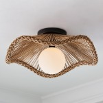 Lovary Bohemian Rattan Flower Flush Mount Ceiling Light